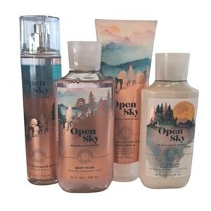 RARE Bath & Body Works Womens Open Sky 4pcs Full Size Bundle  Violet Vanilla